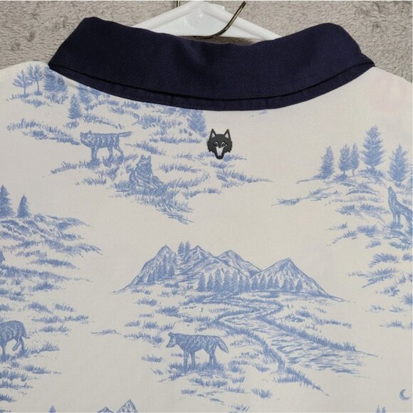 Greyson Polo Shirt Mens 2XL White Wolves Mountains‎ Bali Hai Golf Performance - Picture 6 of 11